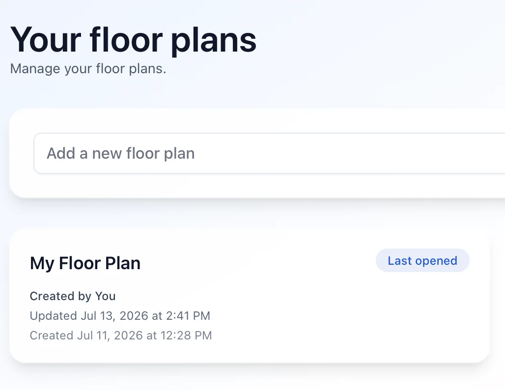 DrawRooms floor plan list screenshot