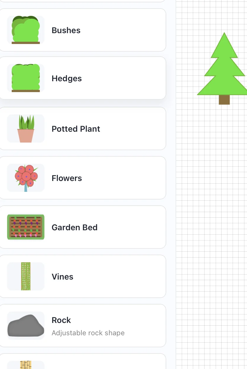DrawRooms outdoor item library sidebar screenshot